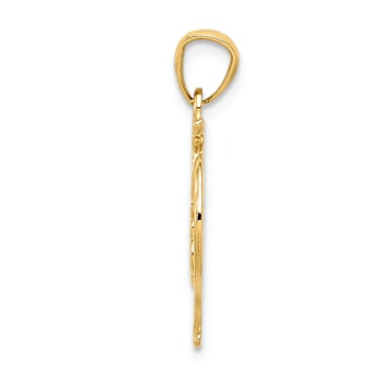 14k Yellow Gold Diamond-Cut and Textured 15 Anos Heart Pendant