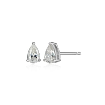 Pear Shape Moissanite Platineve Stud Earrings 0.50ctw DEW