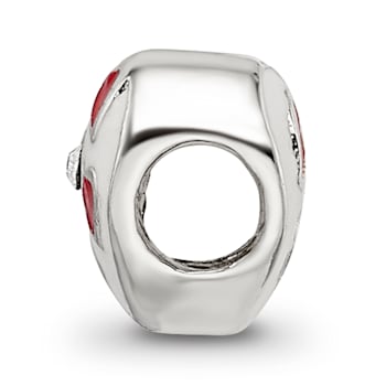 Sterling Silver Crystal and Enameled Heart with Hearts Bead