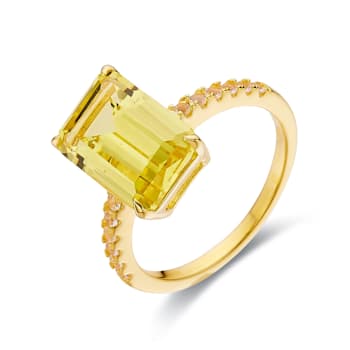 Lab Created Yellow Sapphire with White Topaz Accents 18K Yellow Gold
Over Sterling Silver Ring