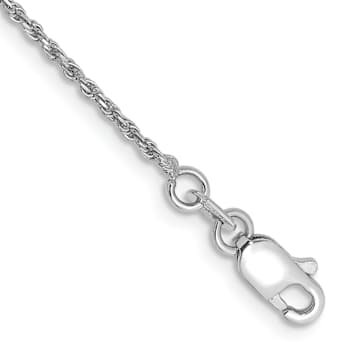 Rhodium Over 14k White Gold 1.15mm Diamond-Cut Rope Link Bracelet