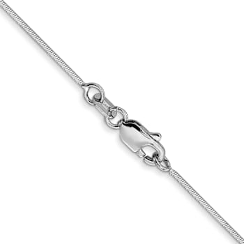 Rhodium Over 14k White Gold 0.6mm Solid Octagonal Snake 16 Inch Chain