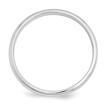 Rhodium Over Sterling Silver 3mm Half-Round Band