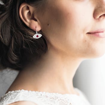 Ruby Rhodium Over Sterling Silver Evil Eye Earrings
