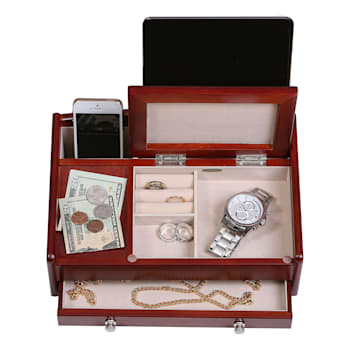 Mele and Co Davin Men’s Dresser Valet Wooden Jewelry Box