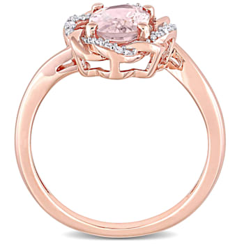 1.17ctw Morganite And 0.10ctw Diamond 10k Rose Gold Ring