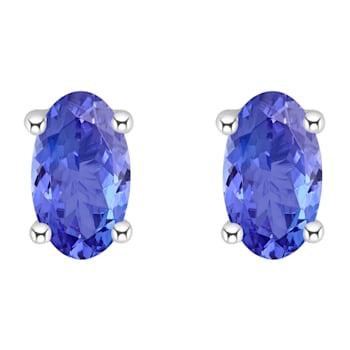 5x3mm Oval Tanzanite 14k White Gold Stud Earrings