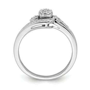 Rhodium Over 10K White Gold Lab Grown Diamond Cluster Engagement Ring 0.201ctw