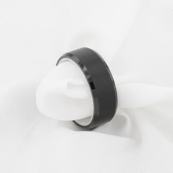 SIGMA Black Tungsten Brushed Center Men’s Wedding Band with Polished
Edges & White Interior 8mm