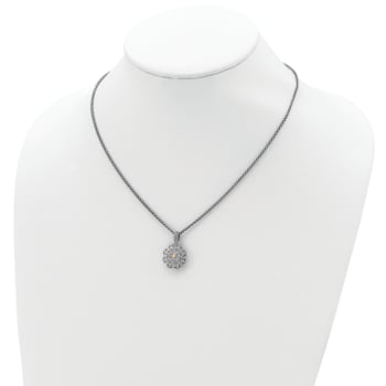 Sterling Silver Antiqued with 14K Accent Diamond Vintage Necklace