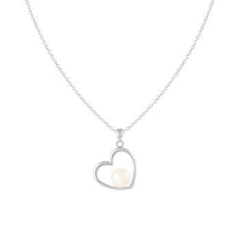 7.5-8mm Button White Cultured Freshwater Pearl Rhodium Over Sterling
Silver Pendant