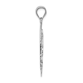 Rhodium Over 14k White Gold Polished Leaf Pendant