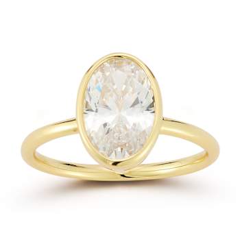 Rachel Zoe Oval CZ Solitaire Ring in 14K Gold Over Sterling Silver
