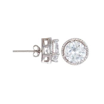 CZ Stud Earrings In Sterling Silver