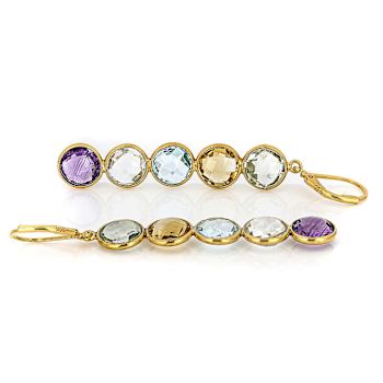 Multi-Gemstone Dangle Earrings In 18K Gold Over Sterling Silver 19.90ctw
