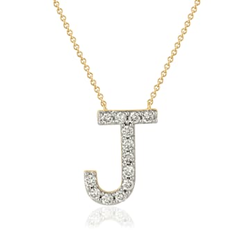 Lab-Grown Diamond Initial J Necklace In 14K Gold Over Sterling Silver 0.50ctw