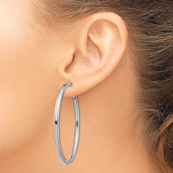 Rhodium Over 14k White Gold Polished 2 1/16" Round Hoop Earrings