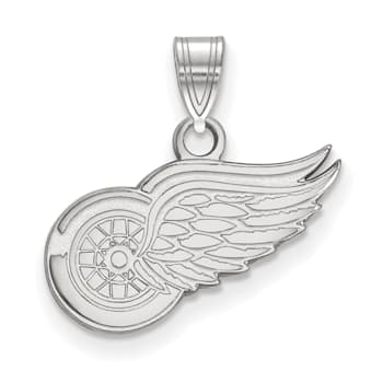 Rhodium Over Sterling Silver NHL LogoArt Detroit Red Wings Small Pendant