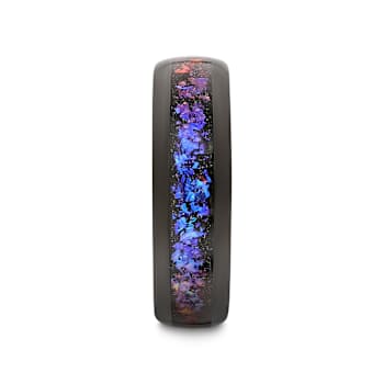 COSMIC Black Tungsten Ring with Crushed Alexandrite and Dark Blue and
Purple Crushed Goldstone 8mm