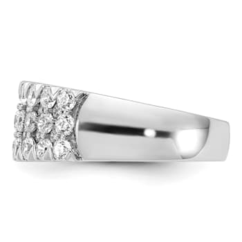 Rhodium Over 14K White Gold Pave Diamond Wedding Band 1.59ctw