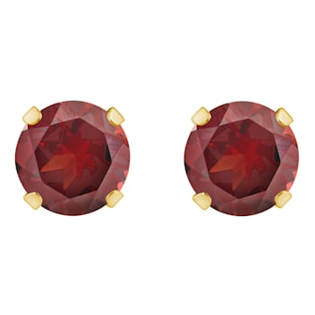 5mm Round Garnet 10k Yellow Gold Stud Earrings