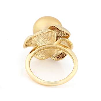 Golden South Sea Pearl Solitaire Ring In 18K Gold Over Sterling Silver