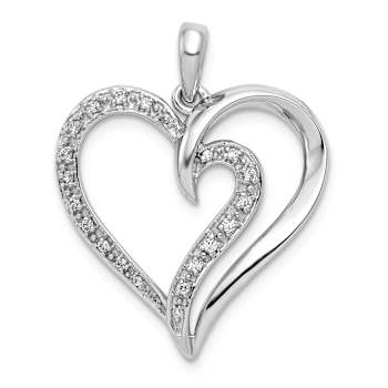 Rhodium Over 14k White Gold Diamond Heart Pendant