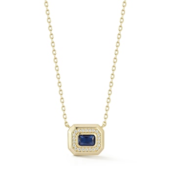 Rachel Zoe Blue Radiant-Cut CZ Pendant Necklace in 14K Gold Over
Sterling Silver