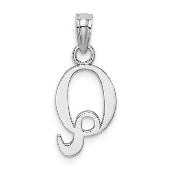 Rhodium Over 14k White Gold Polished Block Letter Q Initial Pendant