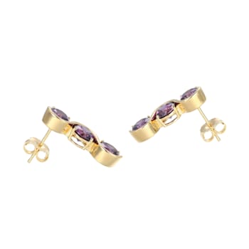 Purple Cubic Zirconia 18k Yellow Gold Over Silver February Birthstone
Earrings 7.98ctw