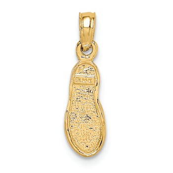 14K Two-tone Gold  Textured 3D Single Flip-Flop Pendant