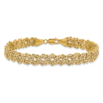 14K Yellow Gold Diamond-cut Braided Rope Chain Bracelet