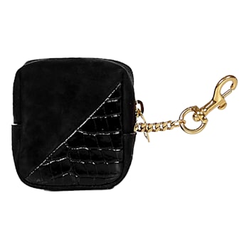 Saint Laurent Jamie YSL Keyring Cube Black Crocodile Print Leather