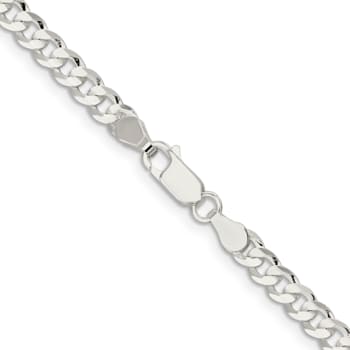 Sterling Silver 4.5mm Concave Beveled Curb Chain Necklace