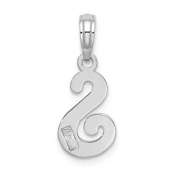Rhodium Over 14k White Gold Polished Script Letter S Initial Pendant