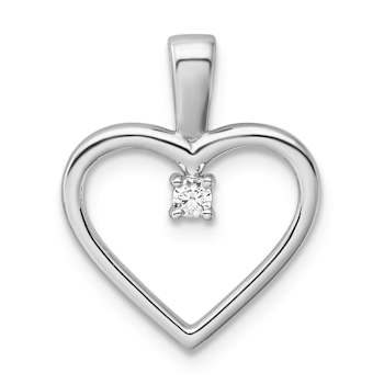 Rhodium Over 14k White Gold Diamond Heart Pendant