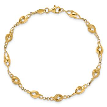 10k Yellow Gold Polished and Laser Design Spiral Link Bracelet