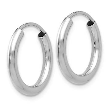Rhodium Over 14k White Gold 5/8" Polished Endless Hoop Earrings