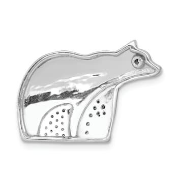 Rhodium Over 14k White Gold Diamond Bears Chain Slide Pendant