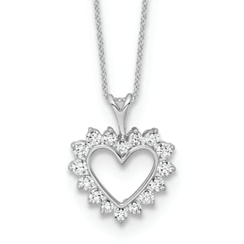 Rhodium Over 14k White Gold Lab Grown Diamond VS/SI GH, Heart Pendant Necklace