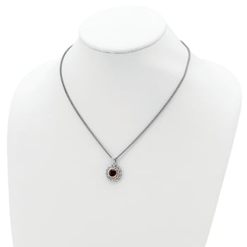 Sterling Silver Antiqued with 14K Accent Garnet Necklace