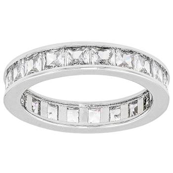 CZ Set Of 4 Stackable Band Rings In Rhodium Over Brass 10.82ctw