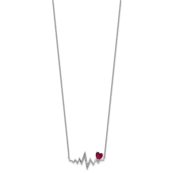 Rhodium Over Sterling Silver Lab Created Ruby and Cubic Zirconia
Heartbeat Necklace