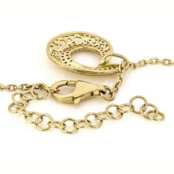 CZ Filigree Circle Pendant With Chain In 18K Gold Over Sterling Silver 0.11ctw