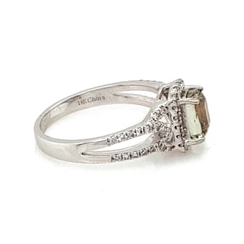 1.52 Ctw Alexandrite and 0.35 Ctw White Diamond Ring in 18K WG