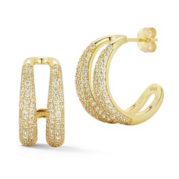 Rachel Zoe Pave Double Row Graduated Hoop Earrings in 14K Gold Over
Sterling Silver