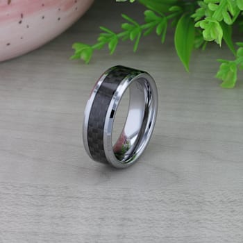 MAXIMUS Black Carbon Fiber Inlay Tungsten Carbide Wedding Band 8mm