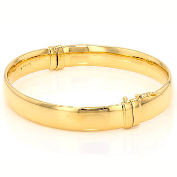 Polished Hinged Bangle Bracelet In 18K Gold Over Bronze