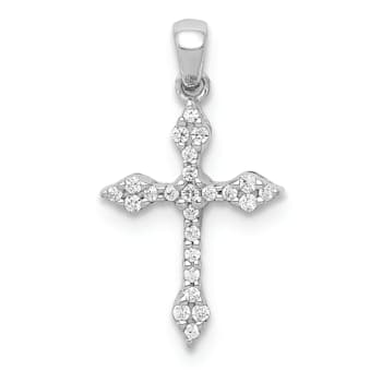 Rhodium Over 14K White Gold 1/15ct. Diamond Cross Pendant