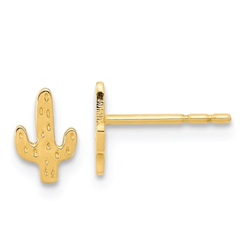14k Yellow Gold Polished Cactus Stud Earrings